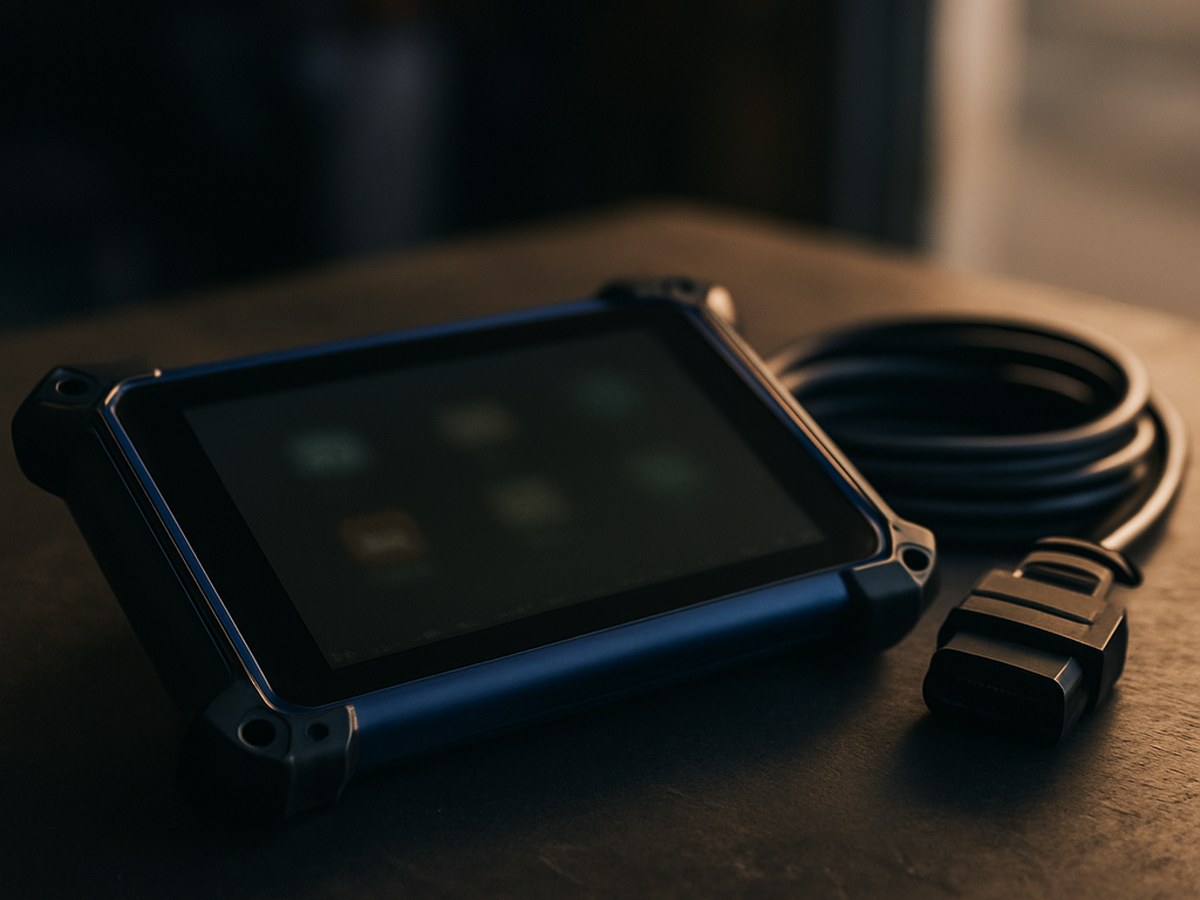 The Autel IM608 Pro diagnostic tablet used to register the new transponder key to the Toyota immobilizer over OBD-II